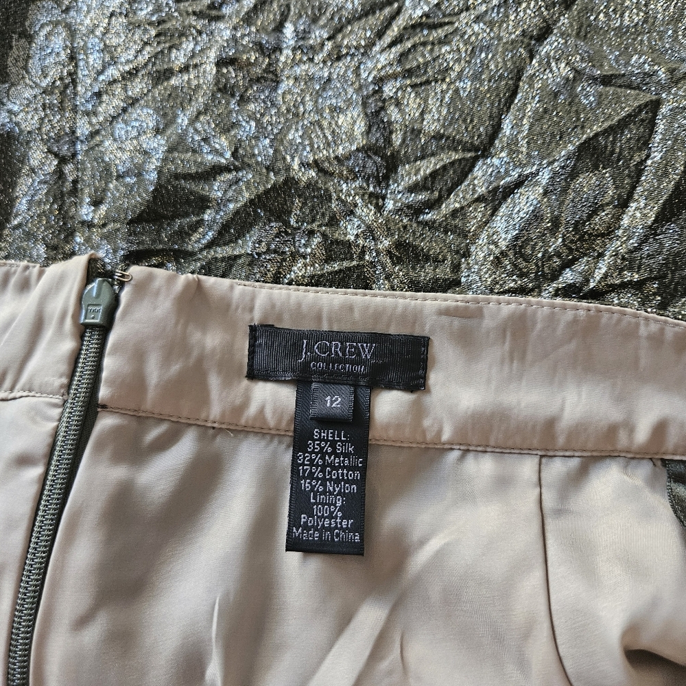 J.Crew Jacquard Metallic Floral Crinke Skirt - Picture 6 of 8